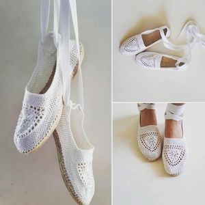 Crochet espadrilles, hand made off white